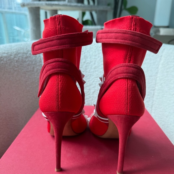 ✨ Valentino Rockstud Ankle Sock Booties — Red — Size 36 ✨ - Picture 6 of 11